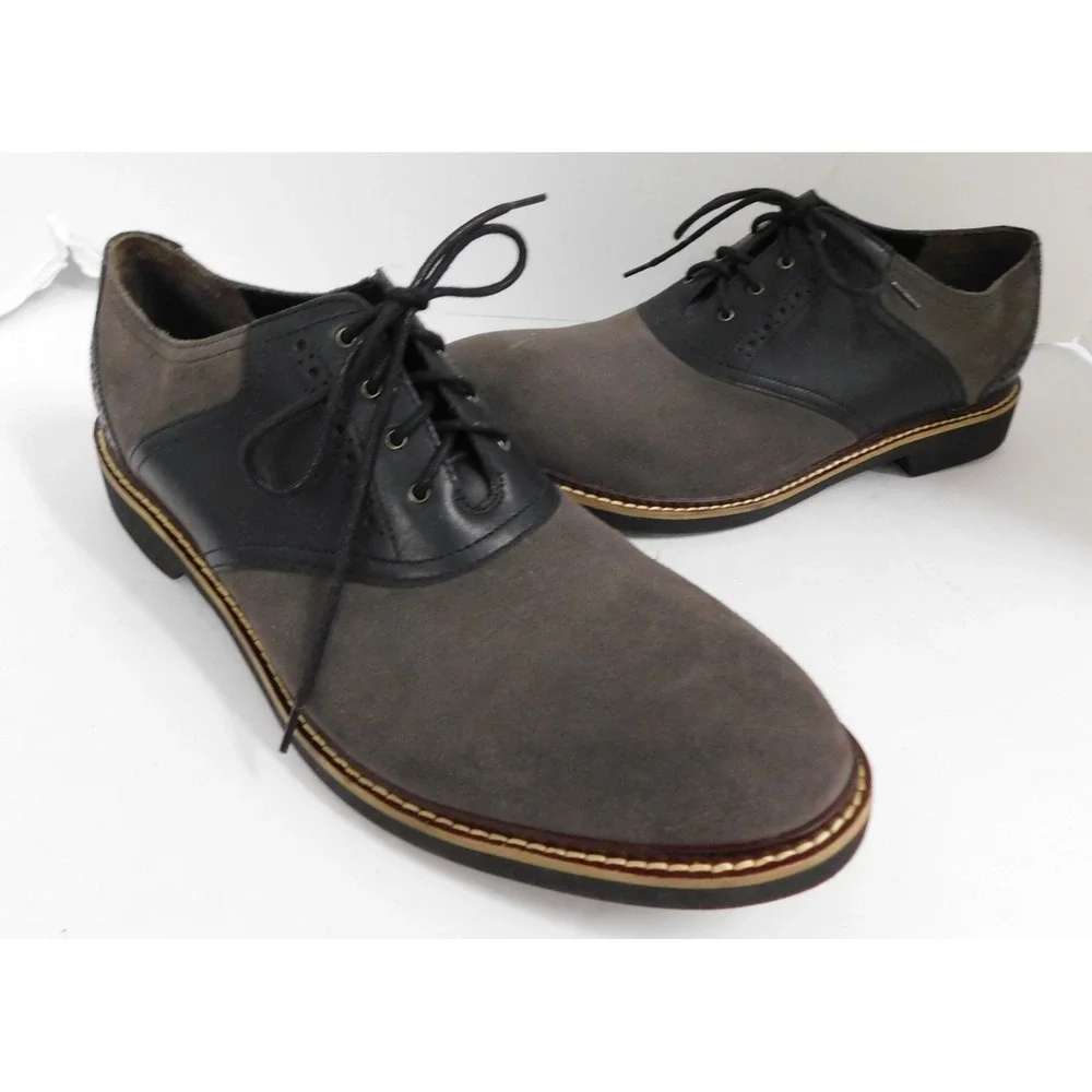 Cole Haan Franklin Two Tone Oxford Shoes Gray Black Suede Leather Men's 11.5